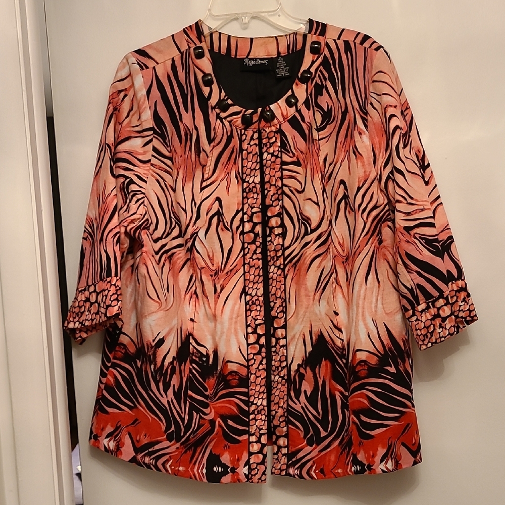 Alfani Women's Vibrant Pink and Black Blouse